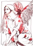 16.05.2011 - Susanne Haun - "Wachender Engel" - Zeichnung 17 x 24 cm, Tusche auf Hahnemühle Burgund, 2011