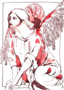 Wachender Engel (c) Zeichnung von Susanne Haun